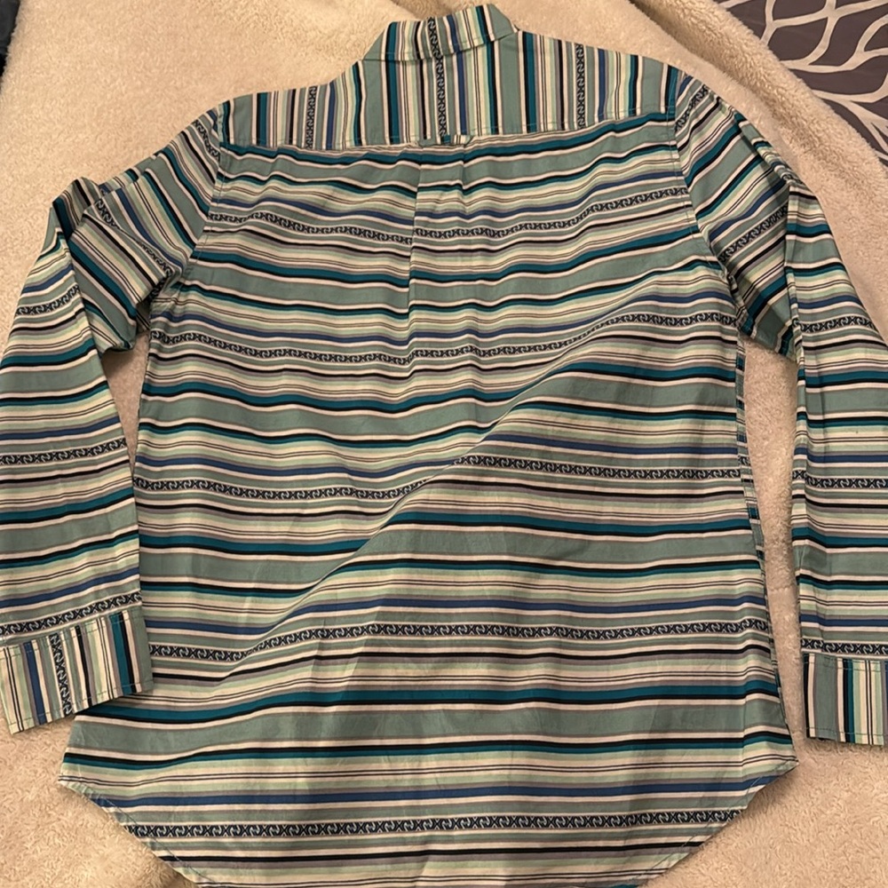 Pendleton Surf Teal Striped Button Down Mens Small - image 3